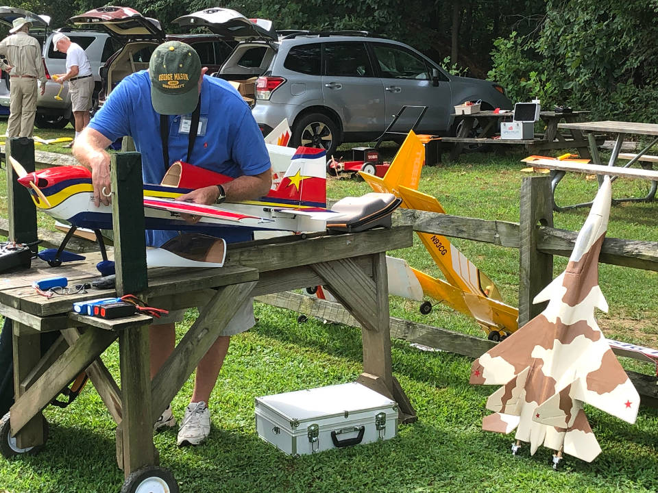 Doug working on his planes