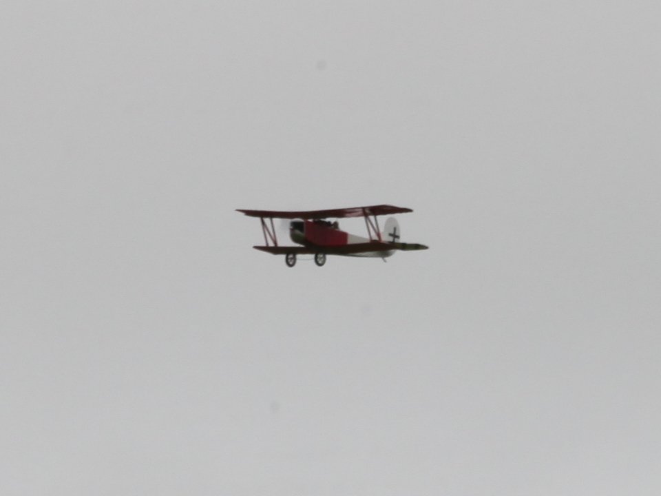 WWI biplane flying
