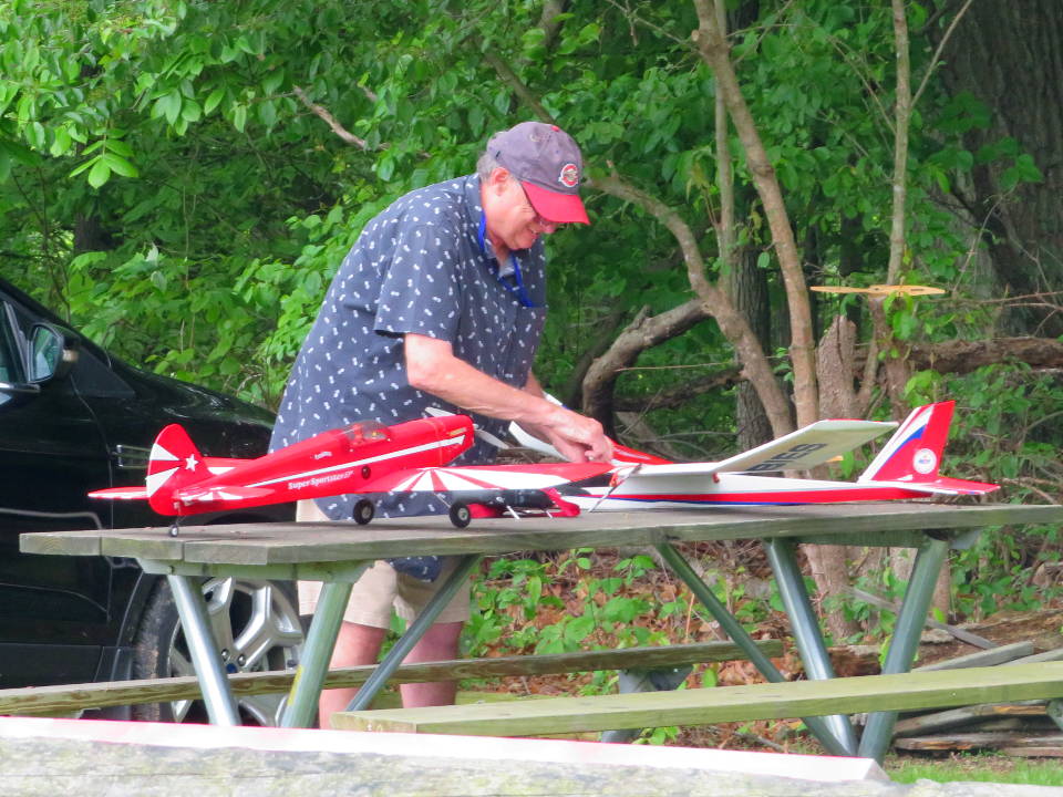 Dave Martens works on a plane